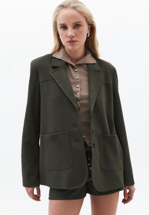  Süet Oversize Blazer Ceket
