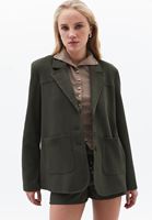 Bayan Haki Süet Oversize Blazer Ceket