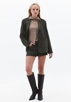 Bayan Haki Süet Oversize Blazer Ceket