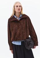 Bayan Kahverengi Süet Bomber Ceket