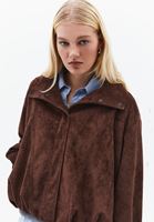 Bayan Kahverengi Süet Bomber Ceket