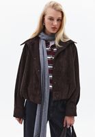 Bayan Kahverengi Süet Bomber Ceket