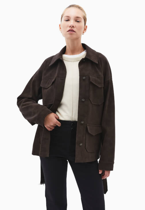 Kahverengi Kemerli Süet Ceket
