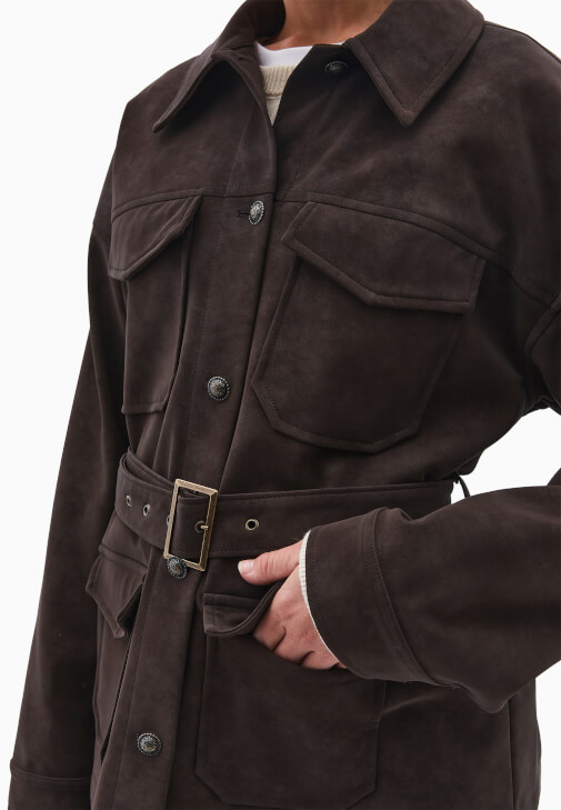 Süet Ceket ve Wide-Leg Denim Kombini