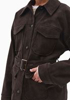 Bayan Kahverengi Kemerli Süet Ceket