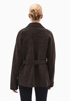 Bayan Kahverengi Kemerli Süet Ceket