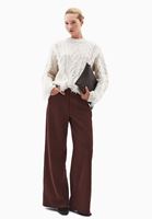 Bayan Kahverengi Wide-Leg Süet Pantolon