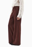 Bayan Kahverengi Wide-Leg Süet Pantolon