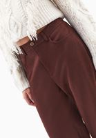 Bayan Kahverengi Wide-Leg Süet Pantolon