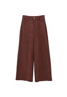 Bayan Kahverengi Wide-Leg Süet Pantolon