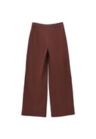 Bayan Kahverengi Wide-Leg Süet Pantolon