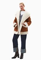 Bayan Kahverengi Kürklü Süet Mont