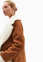 Bayan Kahverengi Kürklü Süet Mont