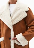 Bayan Kahverengi Kürklü Süet Mont