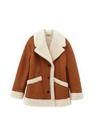 Bayan Kahverengi Kürklü Süet Mont