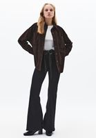 Bayan Kahverengi Oversize Cepli Süet Gömlek