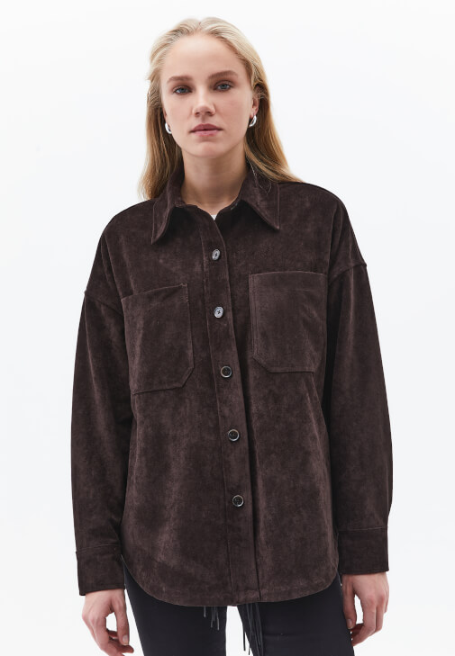 Süet Gömlek ve Flare Pantolon Kombini