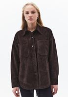 Bayan Kahverengi Oversize Cepli Süet Gömlek