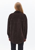 Bayan Kahverengi Oversize Cepli Süet Gömlek