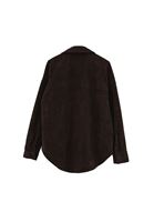 Bayan Kahverengi Oversize Cepli Süet Gömlek