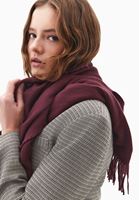 Bayan Bordo Püskül Detaylı Şal