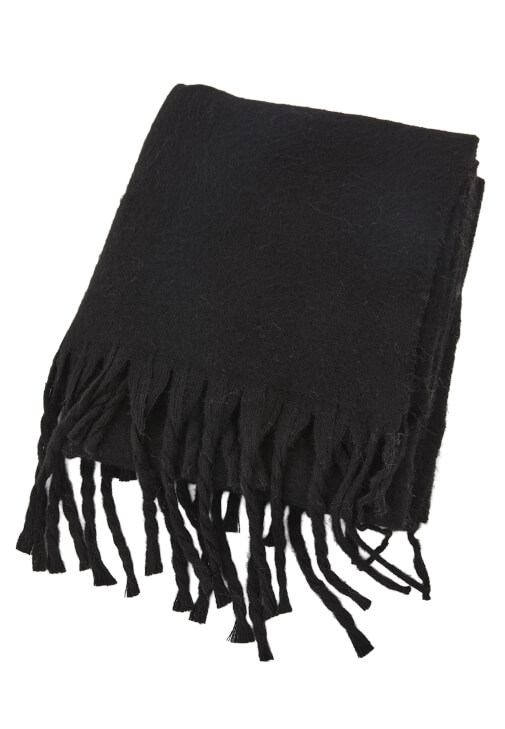 Siyah Püsküllü Kalın Şal