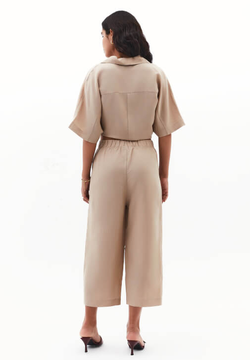 Keten Pantolon ve Oversize Bluz Kombini