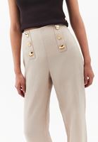 Bayan Bej Keten Karışımlı Straight-Fit Pantolon ( TENCEL™ )