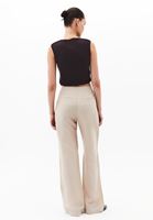 Bayan Bej Keten Karışımlı Straight-Fit Pantolon ( TENCEL™ )