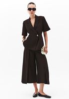 Bayan Kahverengi Keten Karışımlı Culotte Pantolon ( TENCEL™ )