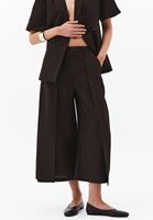 Bayan Kahverengi Keten Karışımlı Culotte Pantolon ( TENCEL™ )
