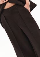 Bayan Kahverengi Keten Karışımlı Culotte Pantolon ( TENCEL™ )