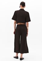 Bayan Kahverengi Keten Karışımlı Culotte Pantolon ( TENCEL™ )