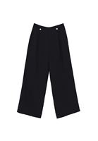 Bayan Siyah Keten Karışımlı Wide-Leg Pantolon ( TENCEL™ )