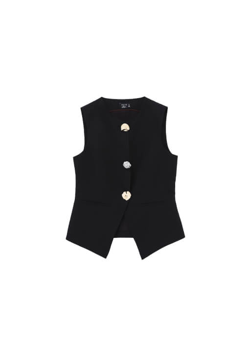 Keten Düğmeli Yelek ve Pantolon Kombini