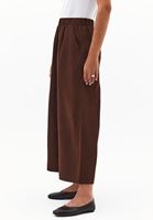 Bayan Kahverengi Keten Karışımlı Wide-Leg Pantolon ( TENCEL™ )