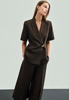 Bayan Kahverengi Keten Karışımlı Blazer Ceket ( TENCEL™ )