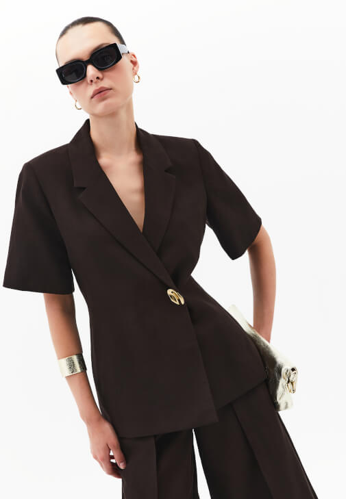 Keten Blazer Ceket ve Keten Pantolon Kombini