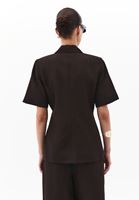 Bayan Kahverengi Keten Karışımlı Blazer Ceket ( TENCEL™ )