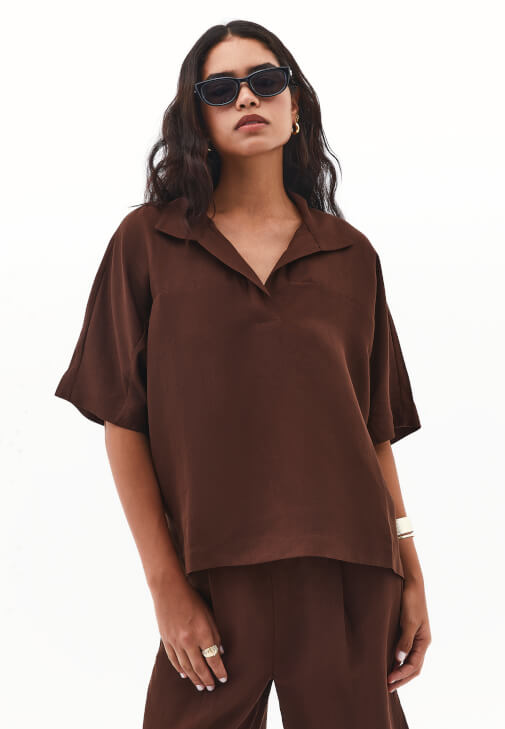 Keten Karışımlı Bluz ve Balon Pantolon Kombini