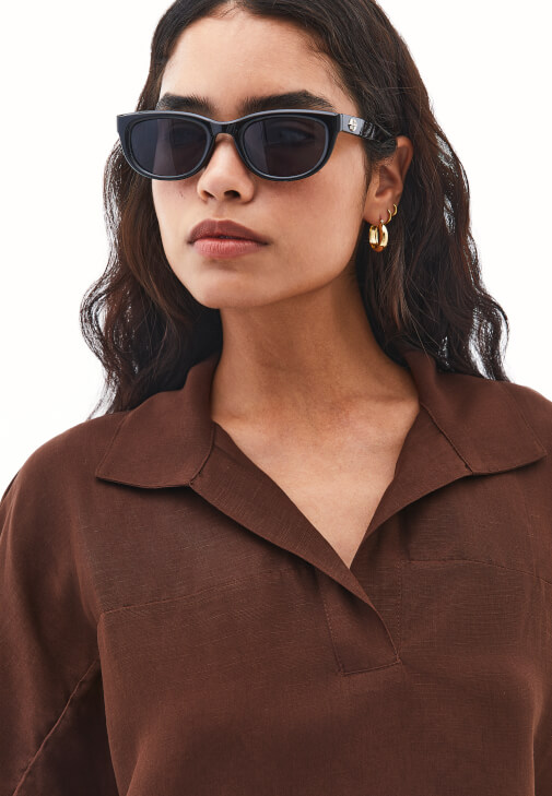 Keten Karışımlı Bluz ve Balon Pantolon Kombini