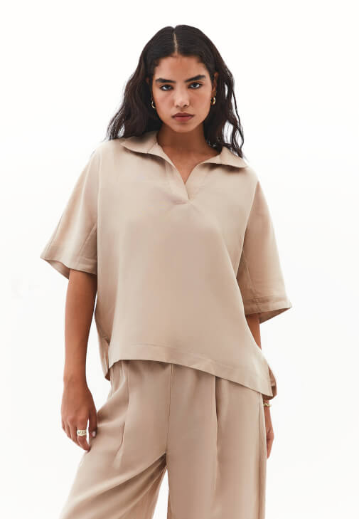 Keten Bluz ve Keten Balon Pantolon Kombini