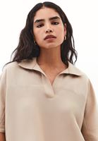 Bayan Bej Keten Karışımlı Oversize Bluz ( TENCEL™ )