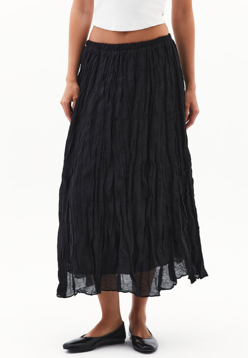 Keten Karışımlı Etek ve Pamuklu Atlet Kombini