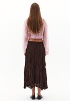 Bayan Kahverengi Keten Karışımlı Piliseli Etek ( TENCEL™ )