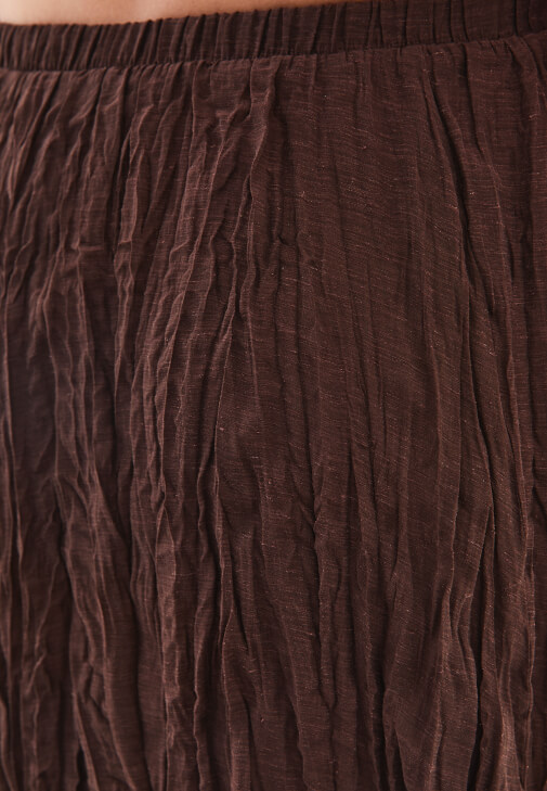 Keten Karışımlı Etek ve V Yaka Bluz Kombini