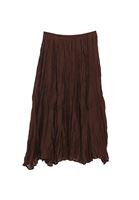 Bayan Kahverengi Keten Karışımlı Piliseli Etek ( TENCEL™ )