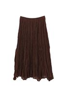 Bayan Kahverengi Keten Karışımlı Piliseli Etek ( TENCEL™ )