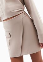 Bayan Bej Kargo Cepli Mini Etek ( TENCEL™ )