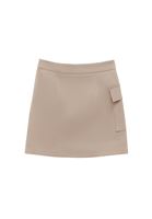 Bayan Bej Kargo Cepli Mini Etek ( TENCEL™ )